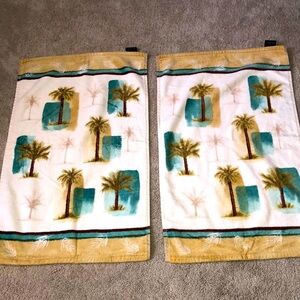 Croft & Barrow Bathroom Hand Towels‎ Set Palm Trees Tropical